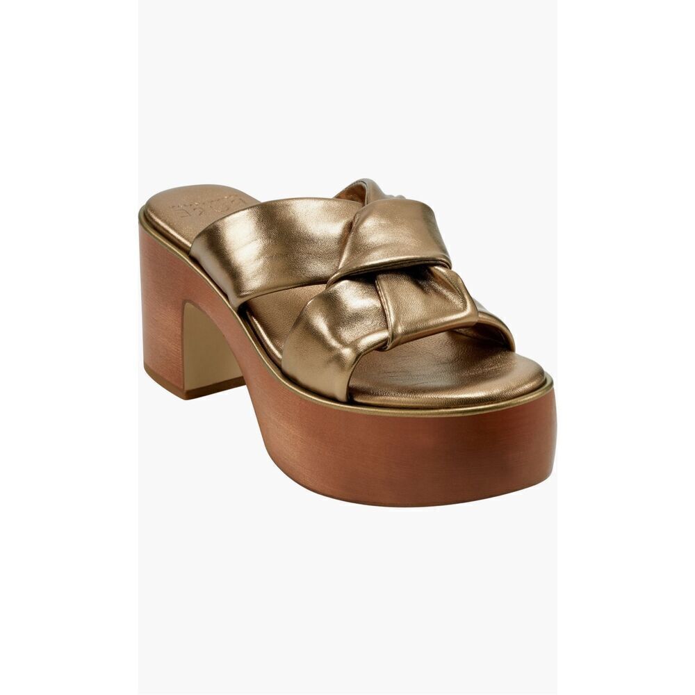 PURE Donna Karan Adalee Platform Sandal in Gold NEW